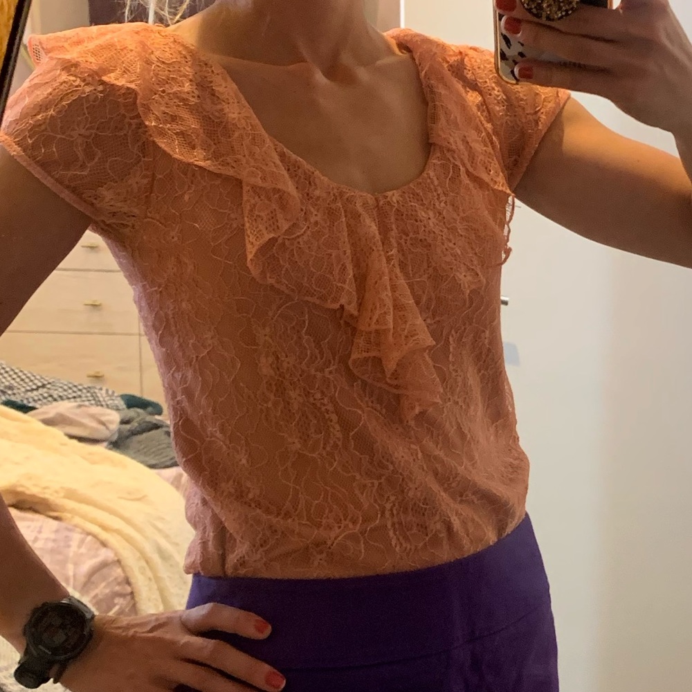 Peach colored lace work top